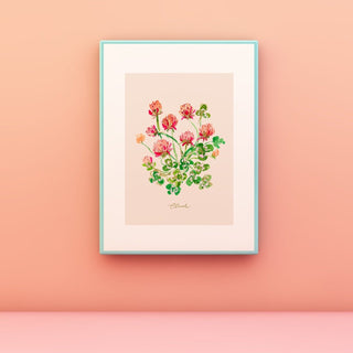 Clover Watercolor Art Print: Four Leaf Clover Fine Art from Jean Choe Art & Design - Giclée