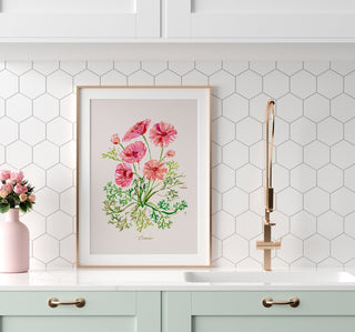 Cosmos Watercolor Art Print: Wildflower Botanical Wall Decor from Jean Choe Art & Design - Giclée