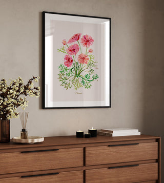 Cosmos Watercolor Art Print: Wildflower Botanical Wall Decor from Jean Choe Art & Design - Giclée
