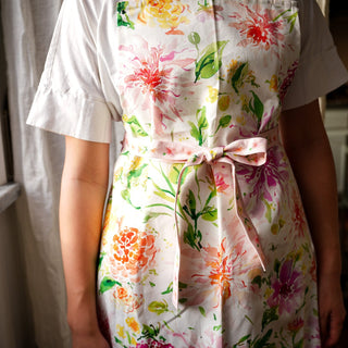 Dahlia Cotton Canvas Apron: Floral Kitchen Apron for Women from Jean Choe Art & Design - Aprons