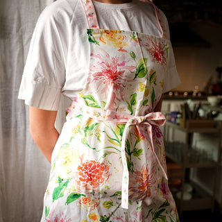Dahlia Cotton Canvas Apron: Floral Kitchen Apron for Women from Jean Choe Art & Design - Aprons