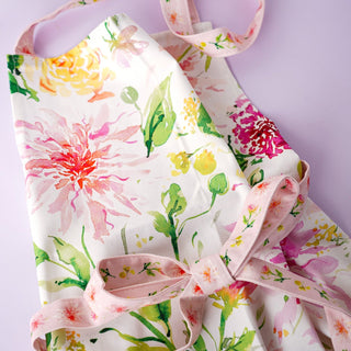 Dahlia Cotton Canvas Apron: Floral Kitchen Apron for Women from Jean Choe Art & Design - Aprons