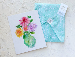"Dahlia Dazzles" Watercolor Art Print: Flower Vase Wall Art from Jean Choe Art & Design - Giclée