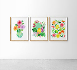 "Dahlia Dazzles" Watercolor Art Print: Flower Vase Wall Art from Jean Choe Art & Design - Giclée