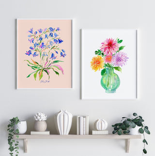 "Dahlia Dazzles" Watercolor Art Print: Flower Vase Wall Art from Jean Choe Art & Design - Giclée