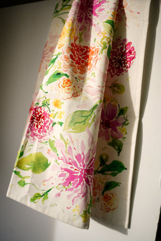 Dahlia Kitchen Gift Set: 1 Tea Towel & 1 Swedish Dishcloth from Jean Choe Art & Design - Kitchen & Tea Towels