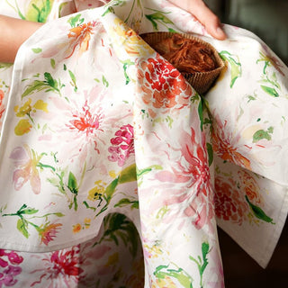 Dahlia Kitchen Gift Set: 1 Tea Towel & 1 Swedish Dishcloth from Jean Choe Art & Design - Kitchen & Tea Towels