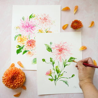 Dazzling Dahlias - July 28 Watercolor Workshop with Jean from Jean Choe Art & Design - 
