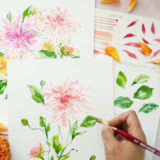 Dazzling Dahlias - July 28 Watercolor Workshop with Jean from Jean Choe Art & Design - 