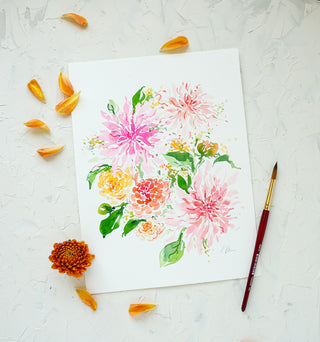 Dazzling Dahlias - July 28 Watercolor Workshop with Jean from Jean Choe Art & Design - 