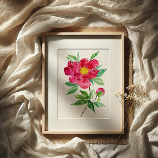 Deep Magenta Peony Art Print – Botanical Floral Wall Art from Jean Choe Art & Design - Giclée