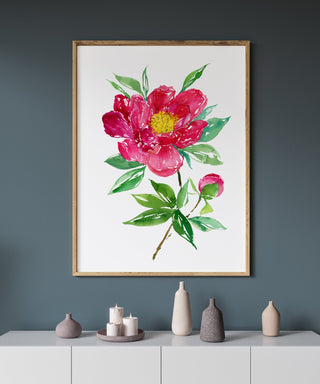 Deep Magenta Peony Art Print – Botanical Floral Wall Art from Jean Choe Art & Design - Giclée