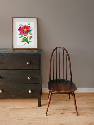 Deep Magenta Peony Art Print – Botanical Floral Wall Art from Jean Choe Art & Design - Giclée
