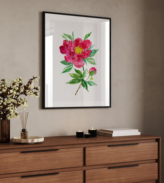 Deep Magenta Peony Art Print – Botanical Floral Wall Art from Jean Choe Art & Design - Giclée