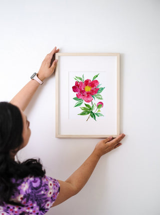 Deep Magenta Peony Art Print – Botanical Floral Wall Art from Jean Choe Art & Design - Giclée
