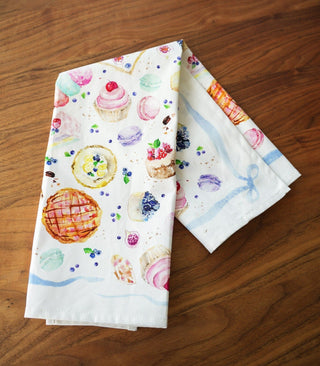 Dessert Time Tea Towel: Sweet & Elegant Cotton Kitchen Towel from Jean Choe Art & Design - Kitchen & Tea Towels