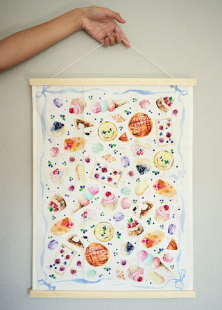 Dessert Time Tea Towel: Sweet & Elegant Cotton Kitchen Towel from Jean Choe Art & Design - Kitchen & Tea Towels