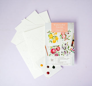 DIY Watercolor Fun Kit - Fruits: Pre - Outlined Pages, Paint Dots & Brushes from Jean Choe Art & Design - Kits