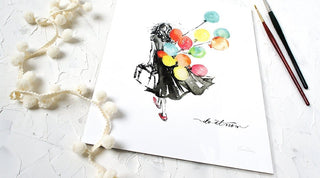 "Do It Now" Watercolor Art Print of a Woman with Balloons from Jean Choe Art & Design - Giclée