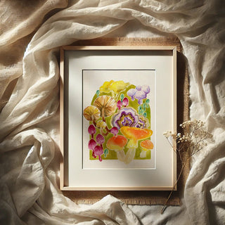 Enchanted Forest Mushroom Art Print – Colorful Fungi Wall Decor for Cottagecore & Nature from Jean Choe Art & Design - Giclé