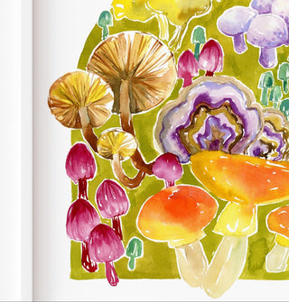 Enchanted Forest Mushroom Art Print – Colorful Fungi Wall Decor for Cottagecore & Nature from Jean Choe Art & Design - Giclé