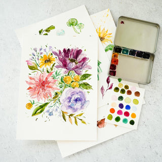 Fall Harvest Watercolor Pages with Pre-Outlined Sheets for Relaxing Watercolor Practice Printed on Coldpress watercolor paper