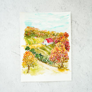 Fall Harvest Watercolor Pages with Pre-Outlined Sheets for Relaxing Watercolor Practice Printed on Coldpress watercolor paper