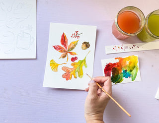 Fall Watercolor Kit: Coloring Pages for Watercolor. Craft DIY Painting Kit. Adult Coloring Pages. Art Party Kit. Paint kit