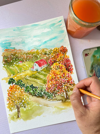 Fall Watercolor Workbook: Pre - Outlined Coloring Pages & Easy Instructions from Jean Choe Art & Design - Coloring Books