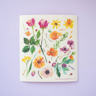 Floral Kitchen Linen Gift Set: Apron, Tea Towel, & Swedish Dishcloths from Jean Choe Art & Design - Dishcloths