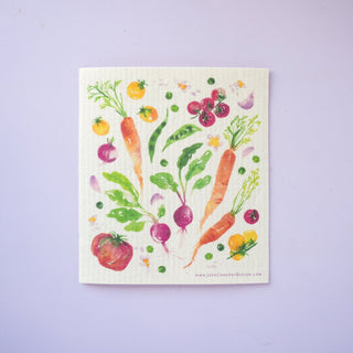 Floral Kitchen Linen Gift Set: Apron, Tea Towel, & Swedish Dishcloths from Jean Choe Art & Design - Dishcloths