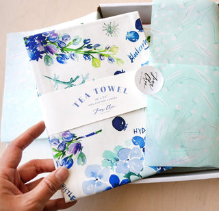 Floral Kitchen Linen Gift Set: Apron, Tea Towel, & Swedish Dishcloths from Jean Choe Art & Design - Dishcloths