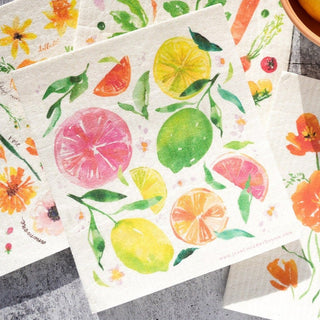 Floral Swedish Dishcloth: Reusable & Compostable Dish Cloth from Jean Choe Art & Design - Reusable Paper Towels