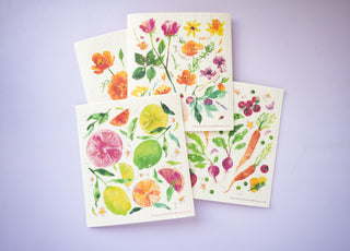 Floral Swedish Dishcloth: Reusable & Compostable Dish Cloth from Jean Choe Art & Design - Reusable Paper Towels