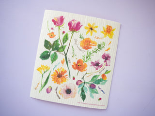 Floral Swedish Dishcloth: Reusable & Compostable Dish Cloth from Jean Choe Art & Design - Reusable Paper Towels