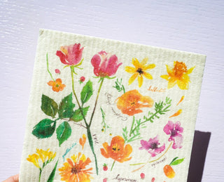 Floral Swedish Dishcloth: Reusable & Compostable Dish Cloth from Jean Choe Art & Design - Reusable Paper Towels