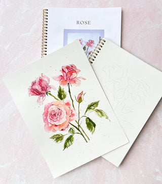 Floral Watercolor Workbook: Pre - Outlined Flower Coloring Pages & Guided Instructions from Jean Choe Art & Design