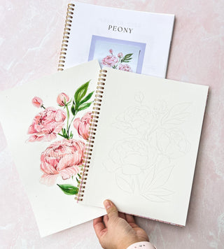 Floral Watercolor Workbook: Pre - Outlined Flower Coloring Pages & Guided Instructions from Jean Choe Art & Design