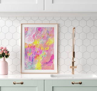 "Follow the Flowers 1" Colorful Abstract Fine Art Print from Jean Choe Art & Design - Giclée