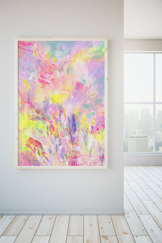 Follow the Flowers 2, Modern Abstract Giclee Print from Jean Choe Art & Design - Giclée