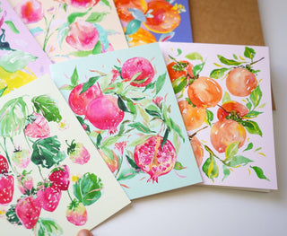 Fruit - Themed Greeting Card Set: Assorted Pack of 6 from Jean Choe Art & Design - Blank Cards