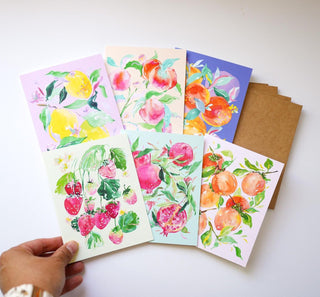 Fruit - Themed Greeting Card Set: Assorted Pack of 6 from Jean Choe Art & Design - Blank Cards