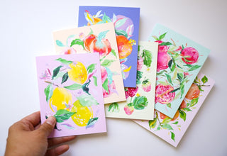 Fruit - Themed Greeting Card Set: Assorted Pack of 6 from Jean Choe Art & Design - Blank Cards