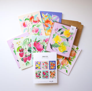 Fruit - Themed Greeting Card Set: Assorted Pack of 6 from Jean Choe Art & Design - Blank Cards