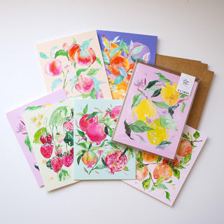 Fruit - Themed Greeting Card Set: Assorted Pack of 6 from Jean Choe Art & Design - Blank Cards