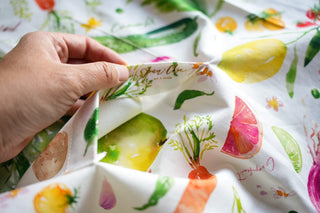 Fruits & Vegetables Kitchen Gift Set: Apron, Tea Towel, & Swedish Dishcloths from Jean Choe Art & Design - Dishcloths