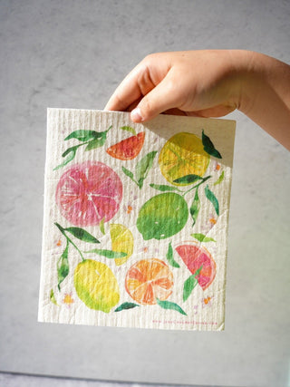 Fruits & Vegetables Kitchen Gift Set: Apron, Tea Towel, & Swedish Dishcloths from Jean Choe Art & Design - Dishcloths