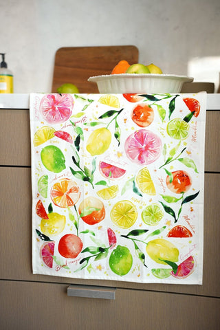 Fruits & Vegetables Kitchen Gift Set: Apron, Tea Towel, & Swedish Dishcloths from Jean Choe Art & Design - Dishcloths