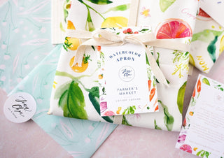 Fruits & Vegetables Kitchen Gift Set: Apron, Tea Towel, & Swedish Dishcloths from Jean Choe Art & Design - Dishcloths