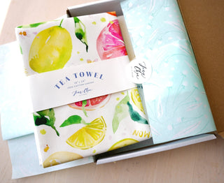 Fruits & Vegetables Kitchen Gift Set: Apron, Tea Towel, & Swedish Dishcloths from Jean Choe Art & Design - Dishcloths